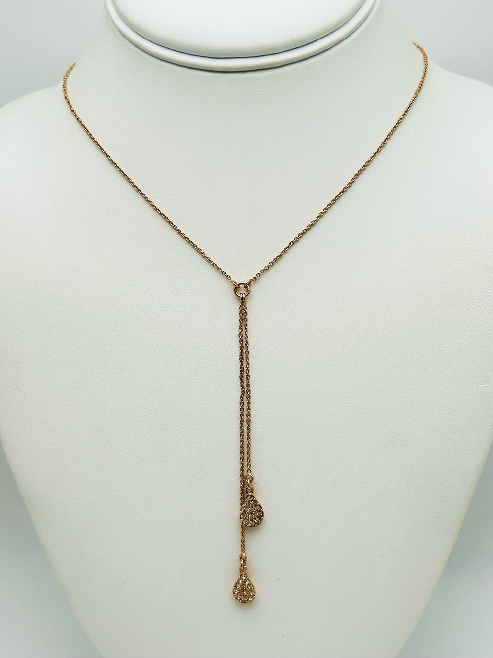 Touchstone Crystal by Swarovski Rose Gold Pave Lariat Necklace